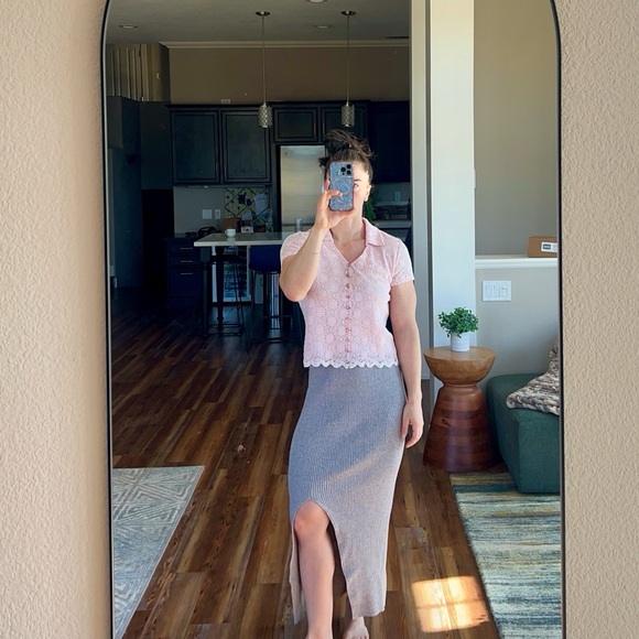 Vintage Nicola pink floral lace collared short sleeve top coquette soft girl M - Picture 4 of 14